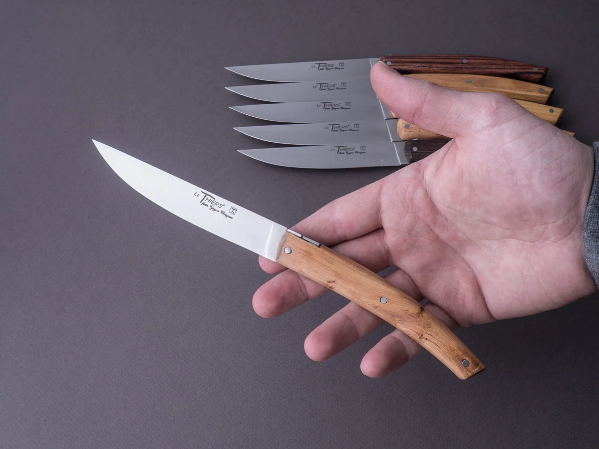 Goyon-Chazeau - Le Thiers Pirou "Brasserie" - Steak/Table Knives - Mixed Woods - Set of 6 - Image 4