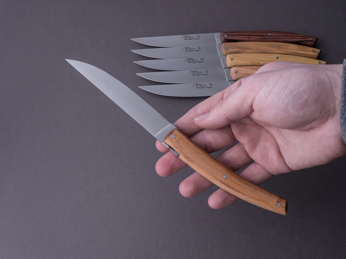 Goyon-Chazeau - Le Thiers Pirou "Brasserie" - Steak/Table Knives - Mixed Woods - Set of 6 - Image 5