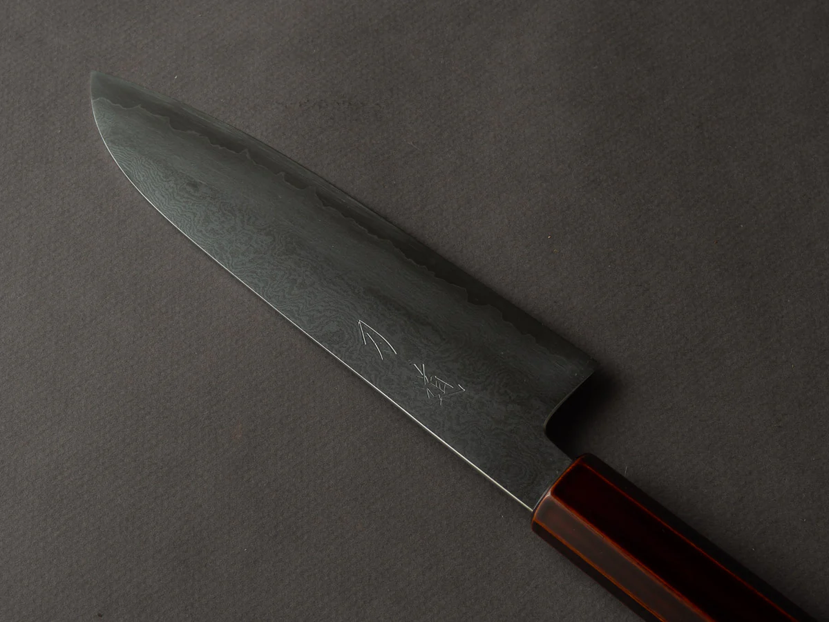 HADO - Kijiro - Ginsan - Damascus - 180mm Santoku - Urushi Handle - Image 2