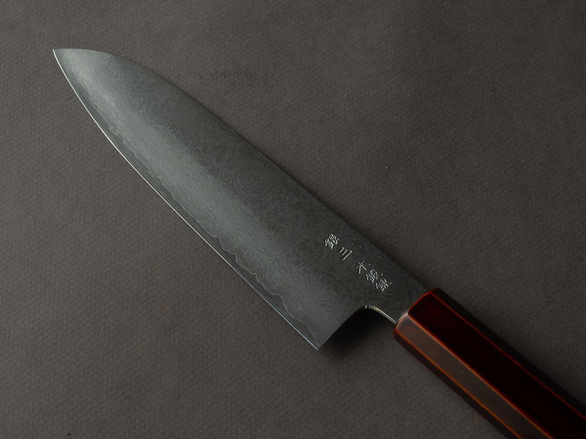 HADO - Kijiro - Ginsan - Damascus - 180mm Santoku - Urushi Handle - Image 3
