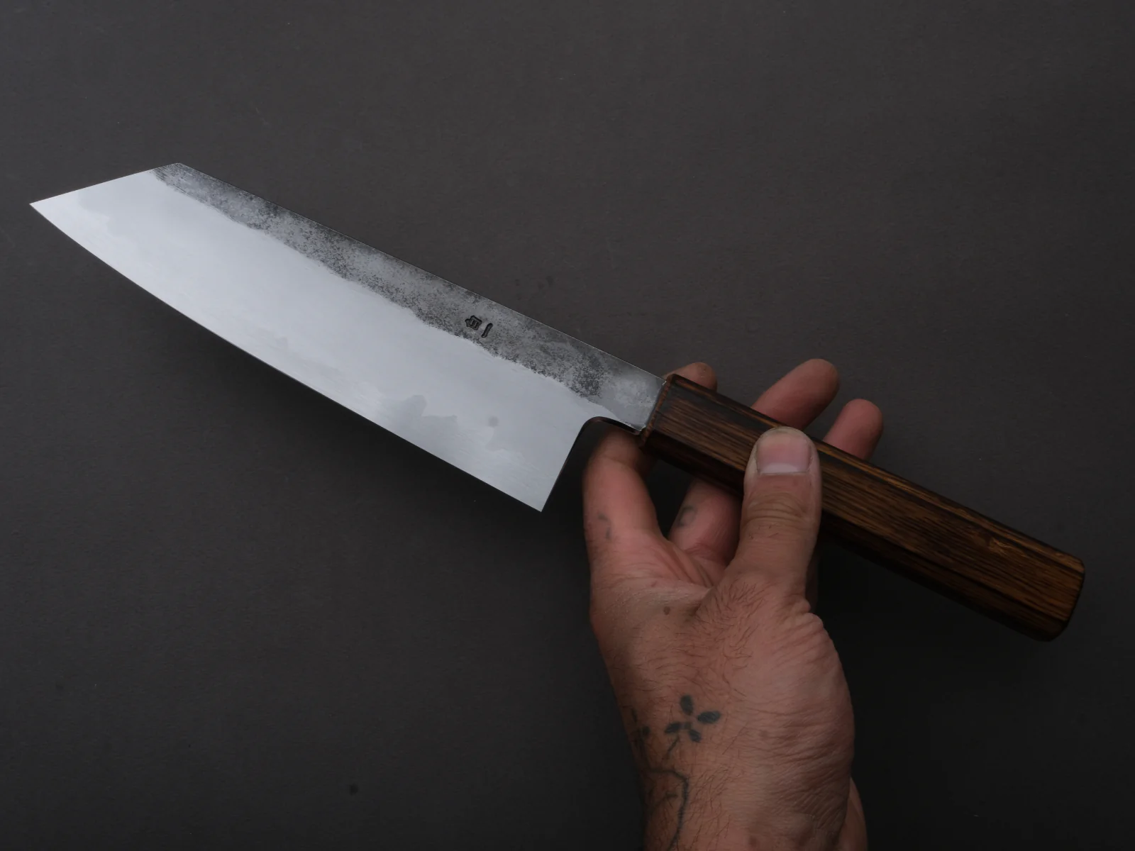 HADO - Kirisame - White #1 Stainless Clad - Nashiji - Bunka - 180mm - Scorched Oak Handle - Image 4