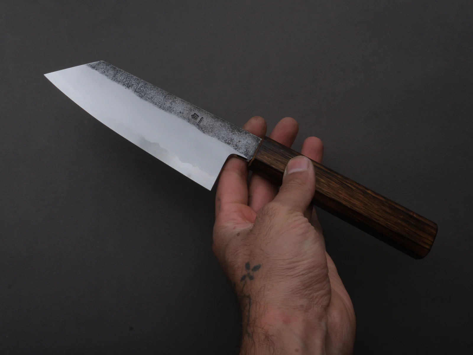 HADO - Kirisame - White #1 Stainless Clad - Nashiji - Ko Bunka - 135mm - Scorched Oak Handle - Image 4