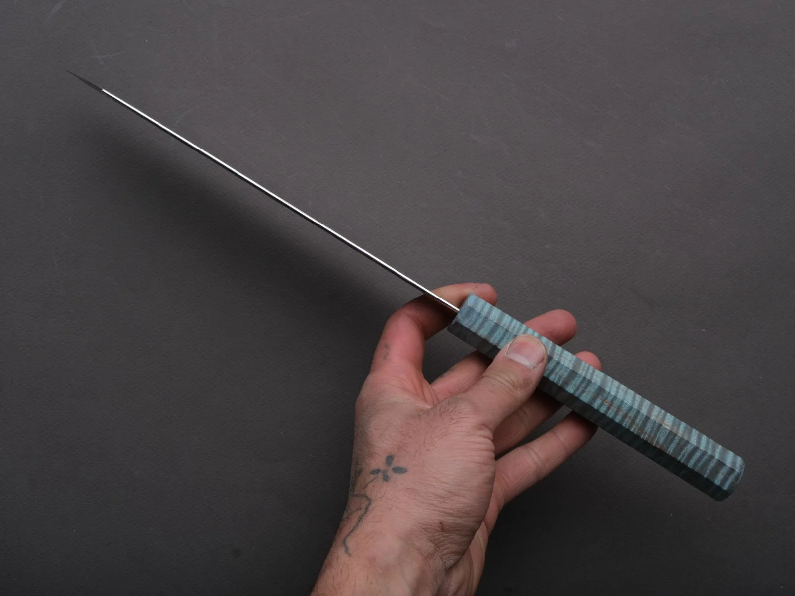 HADO - Shiosai - SG2 - Tsuchime - Kiritsuke Gyuto - 210mm - Blue Stabilized Wood Handle - Image 5