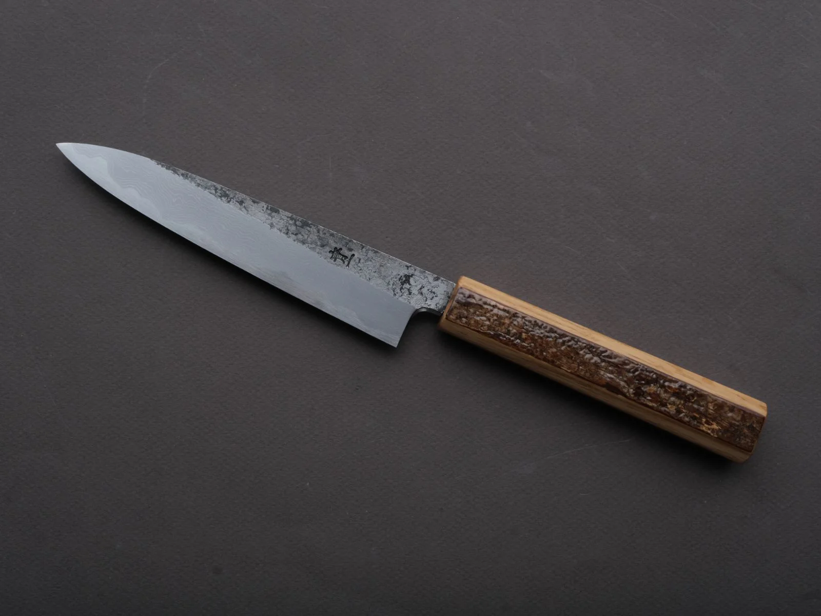 HADO - Sumi - Blue #1 - Damascus Kurouchi - 150mm Petty - Oak and Cherry Bark Handle - Image 2