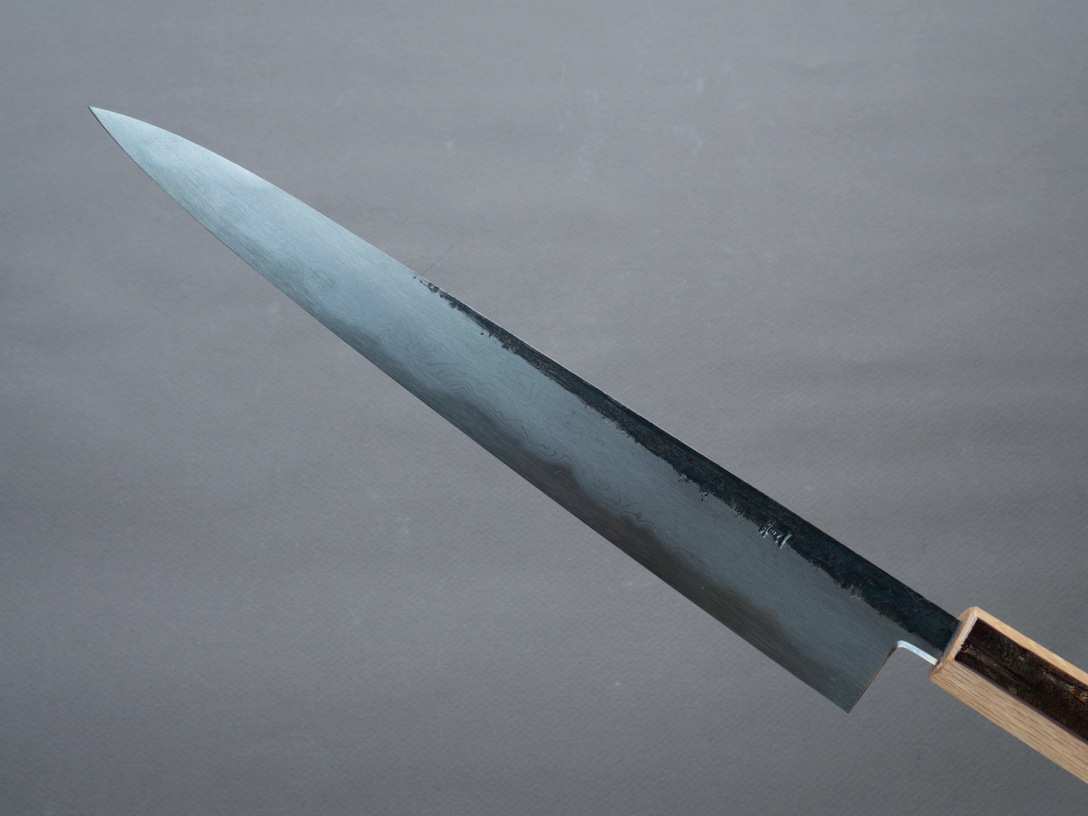 HADO - Sumi - Blue #1 - Damascus Kurouchi - 270mm Sujihiki - Oak and Cherry Bark Handle - Image 3