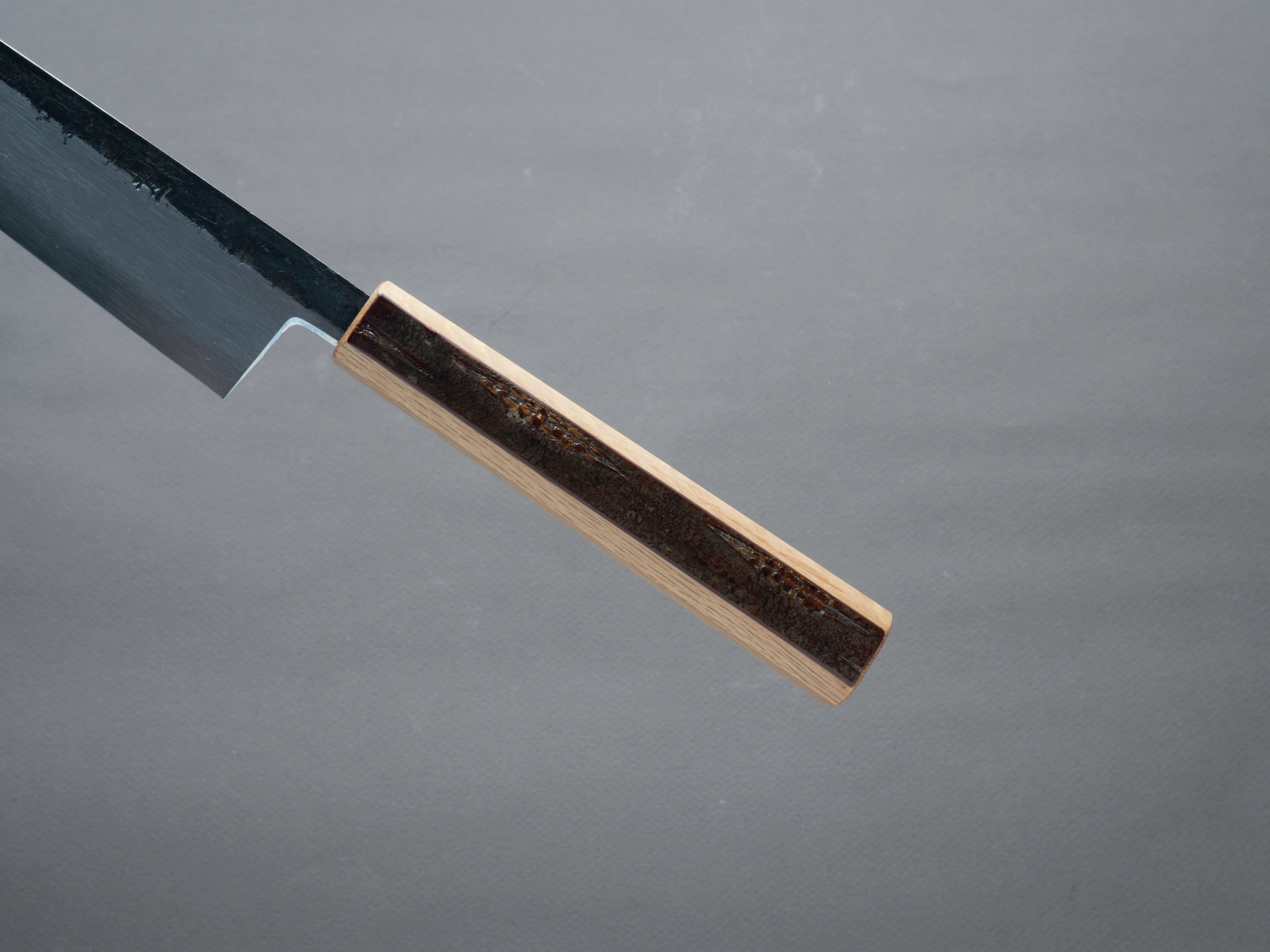 HADO - Sumi - Blue #1 - Damascus Kurouchi - 270mm Sujihiki - Oak and Cherry Bark Handle - Image 5