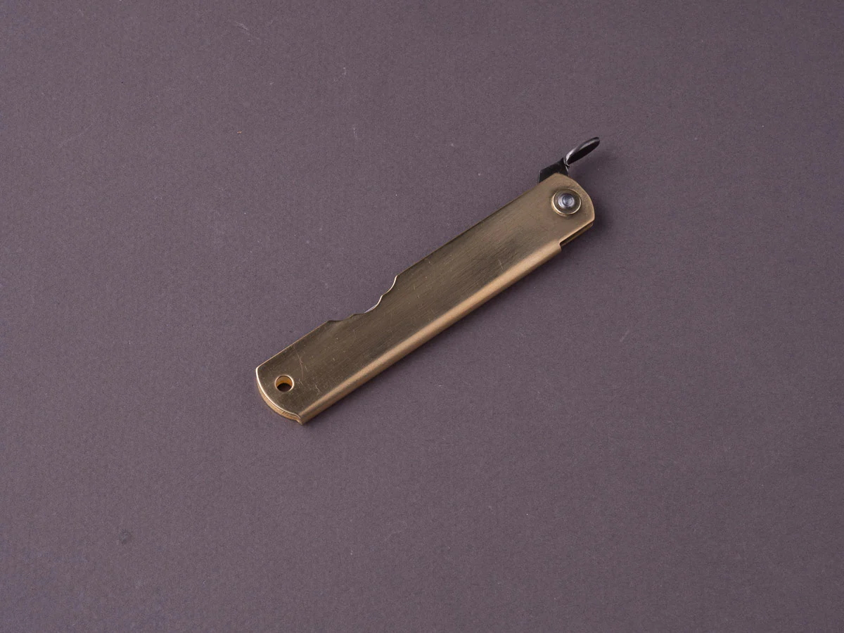 Higonokami - Folding Knife - Kiridashi - Friction Folder - Blue #2 - Kurouchi - 45mm - Brass - Image 3