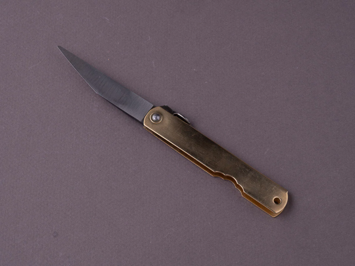 Higonokami - Folding Knife - Kiridashi - Friction Folder - Blue #2 - Kurouchi - 45mm - Brass - Image 4
