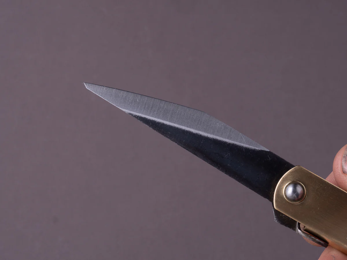 Higonokami - Folding Knife - Kiridashi - Friction Folder - Blue #2 - Kurouchi - 45mm - Brass - Image 5