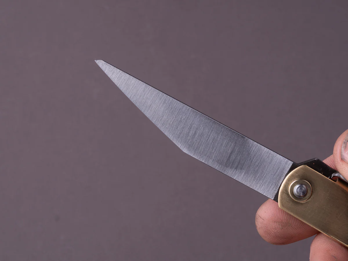 Higonokami - Folding Knife - Kiridashi - Friction Folder - Blue #2 - Kurouchi - 45mm - Brass - Image 6