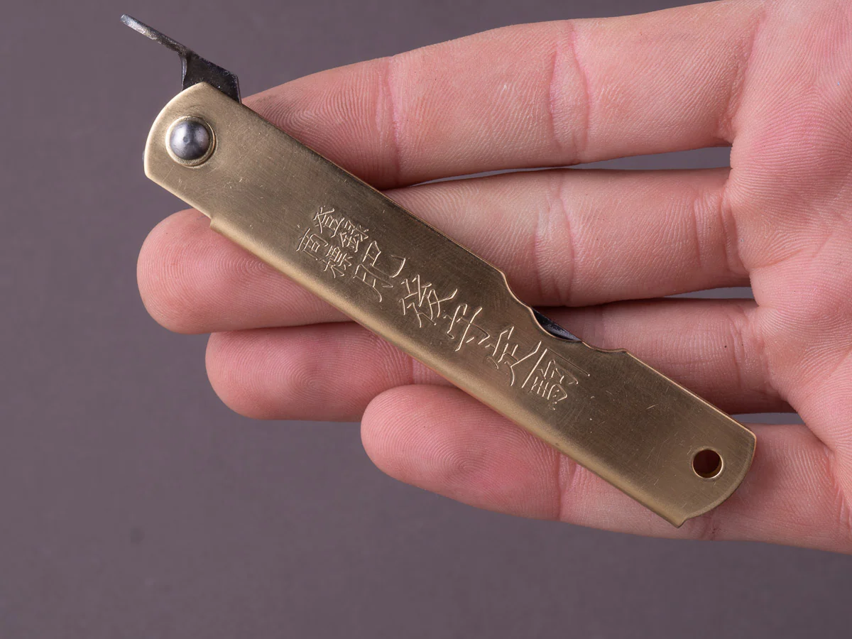 Higonokami - Folding Knife - Kiridashi - Friction Folder - Blue #2 - Kurouchi - 45mm - Brass - Image 7