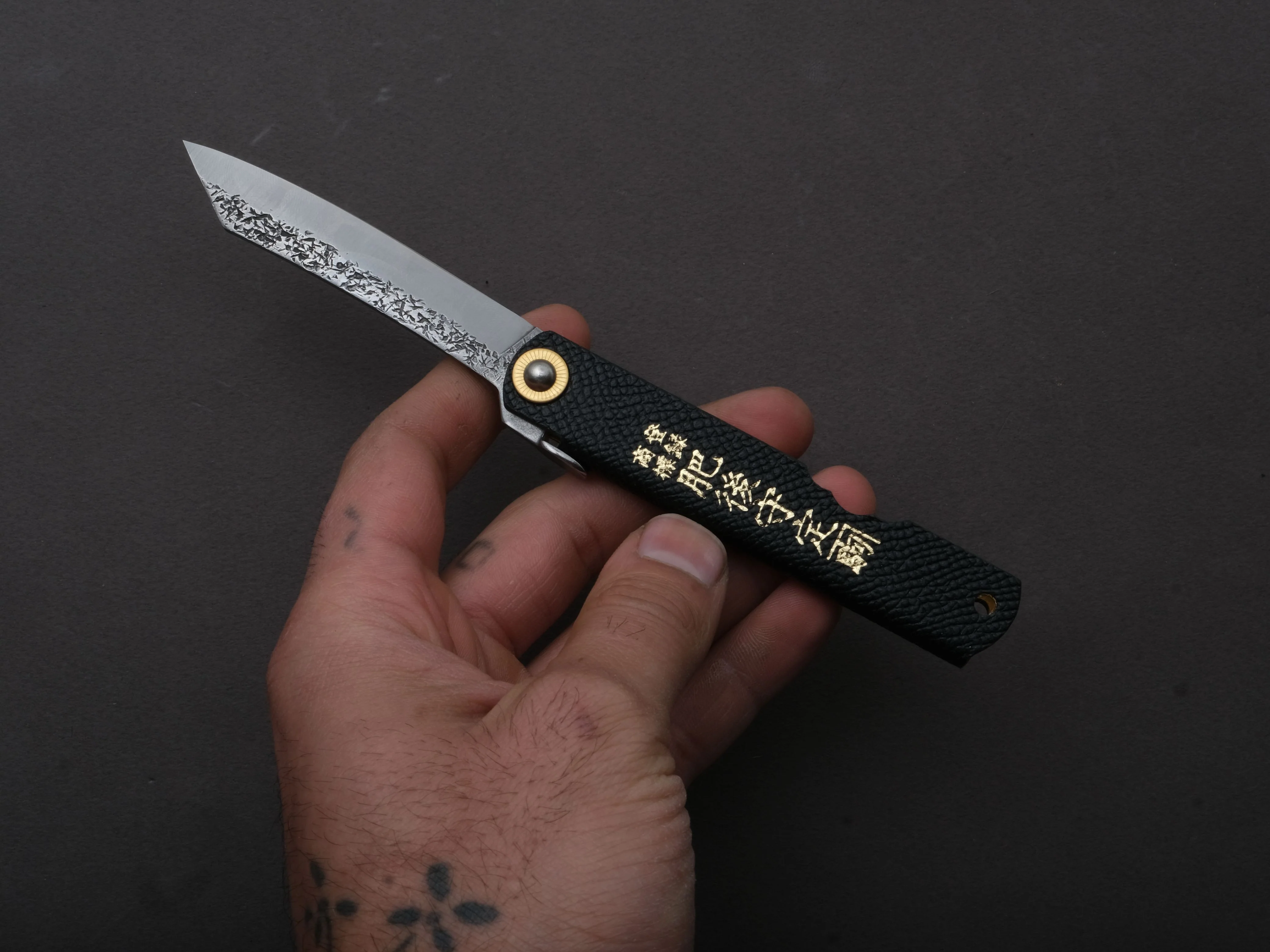 Higonokami - Folding Knife - VG10 - Large - Leather/Brass Handle - Image 3
