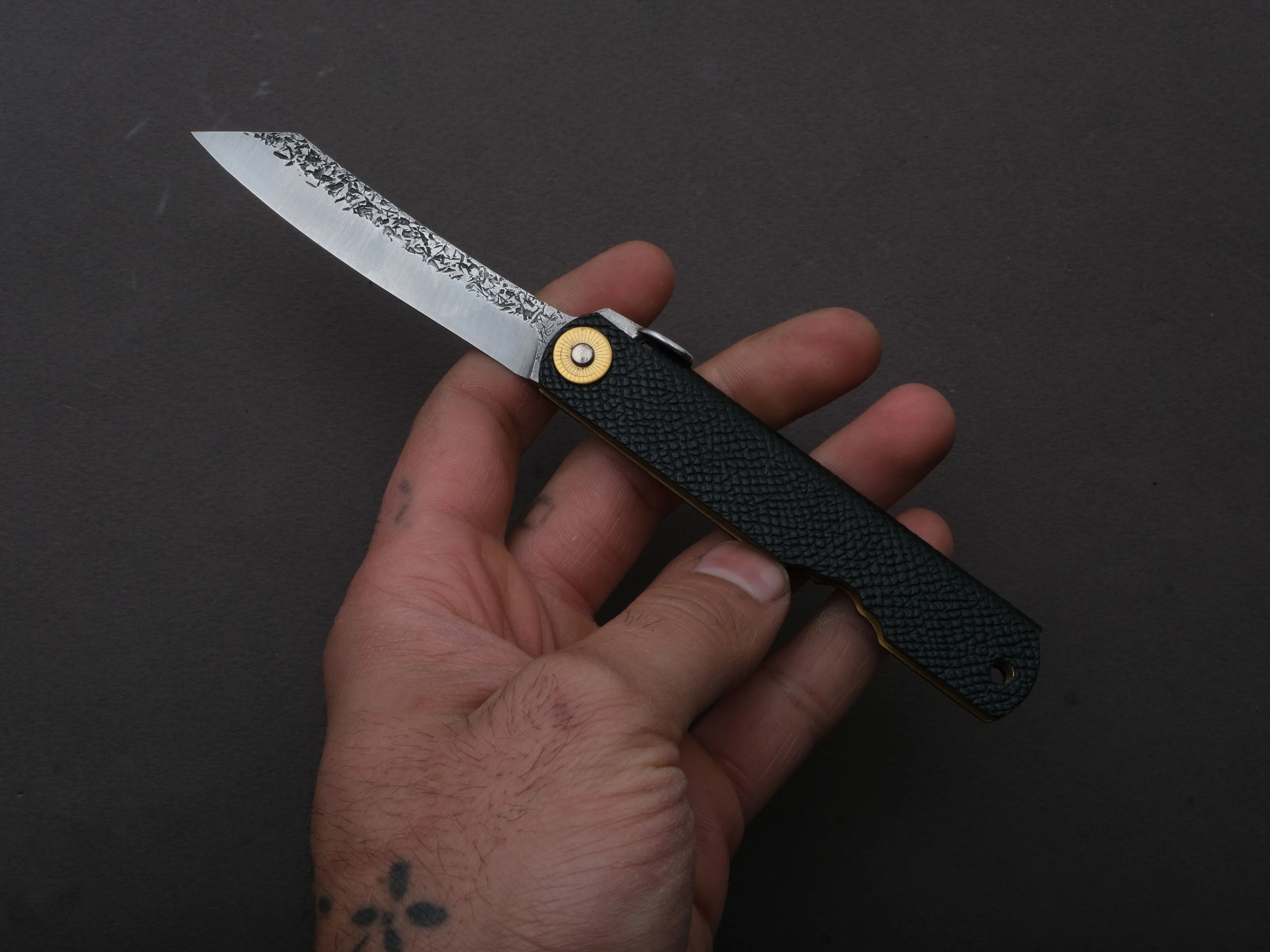 Higonokami - Folding Knife - VG10 - Large - Leather/Brass Handle - Image 5