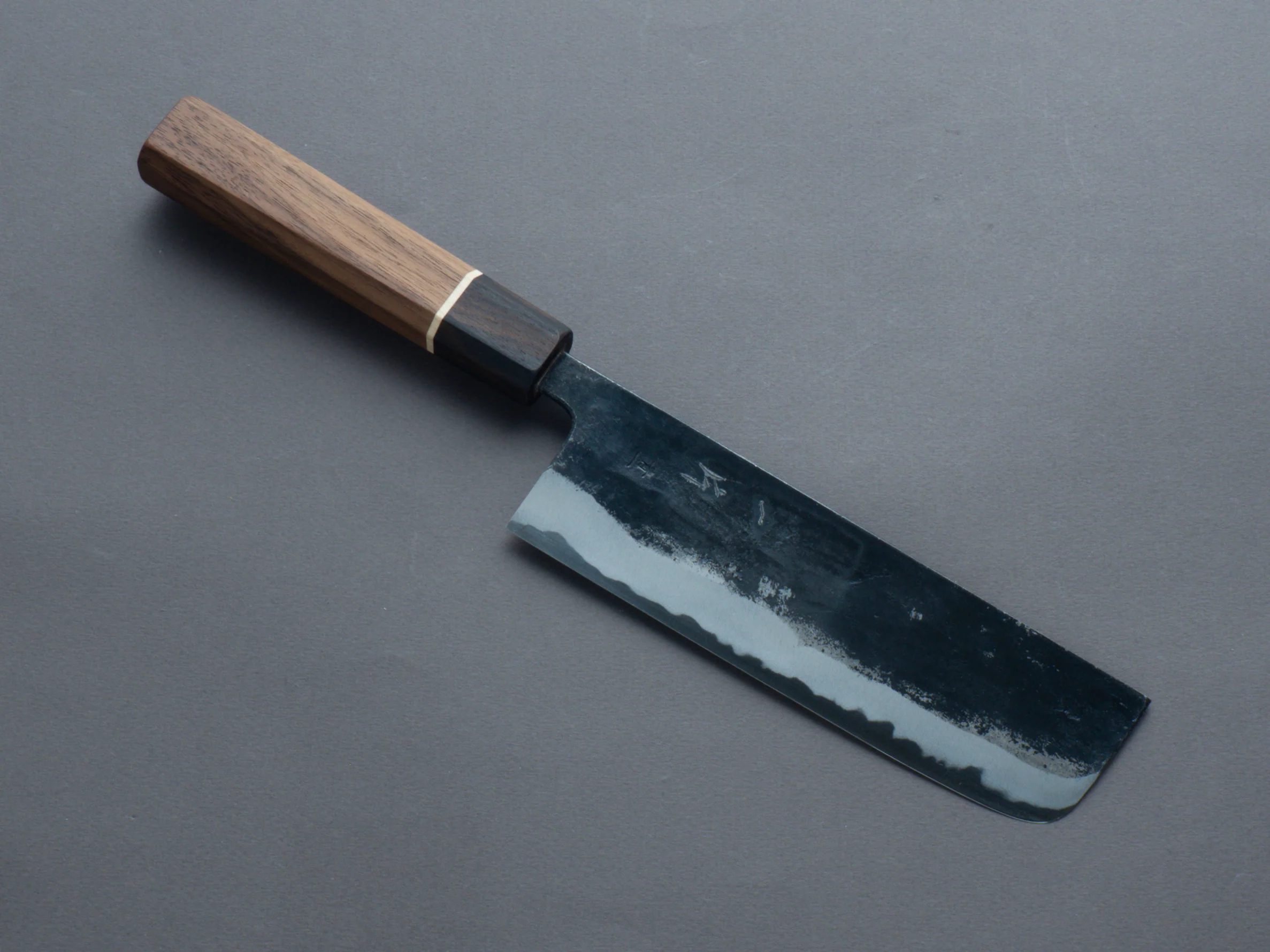 Hitohira - Blue #1 - Kurouchi - Nakiri 165mm - Walnut Handle