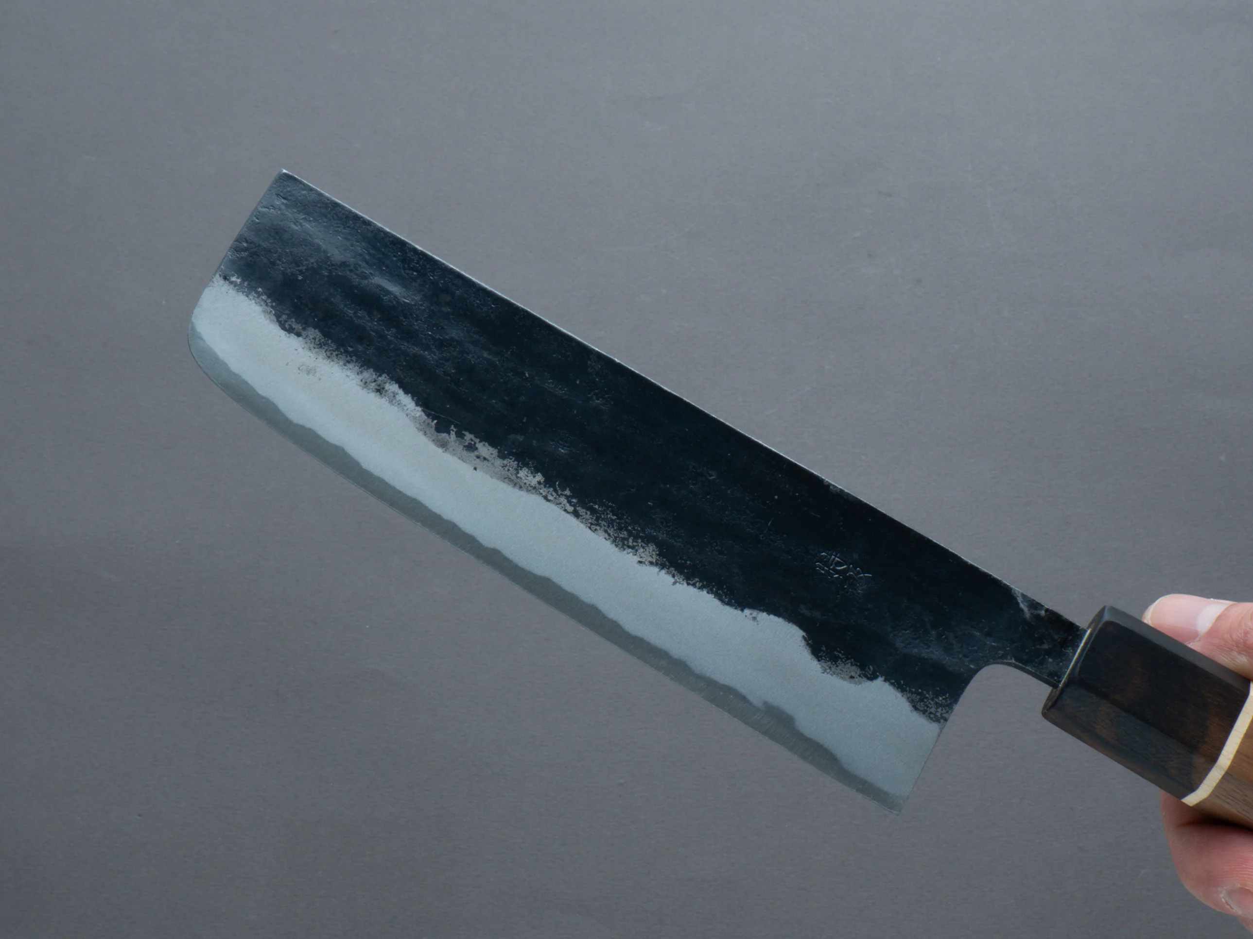 Hitohira - Blue #1 - Kurouchi - Nakiri 165mm - Walnut Handle - Image 3