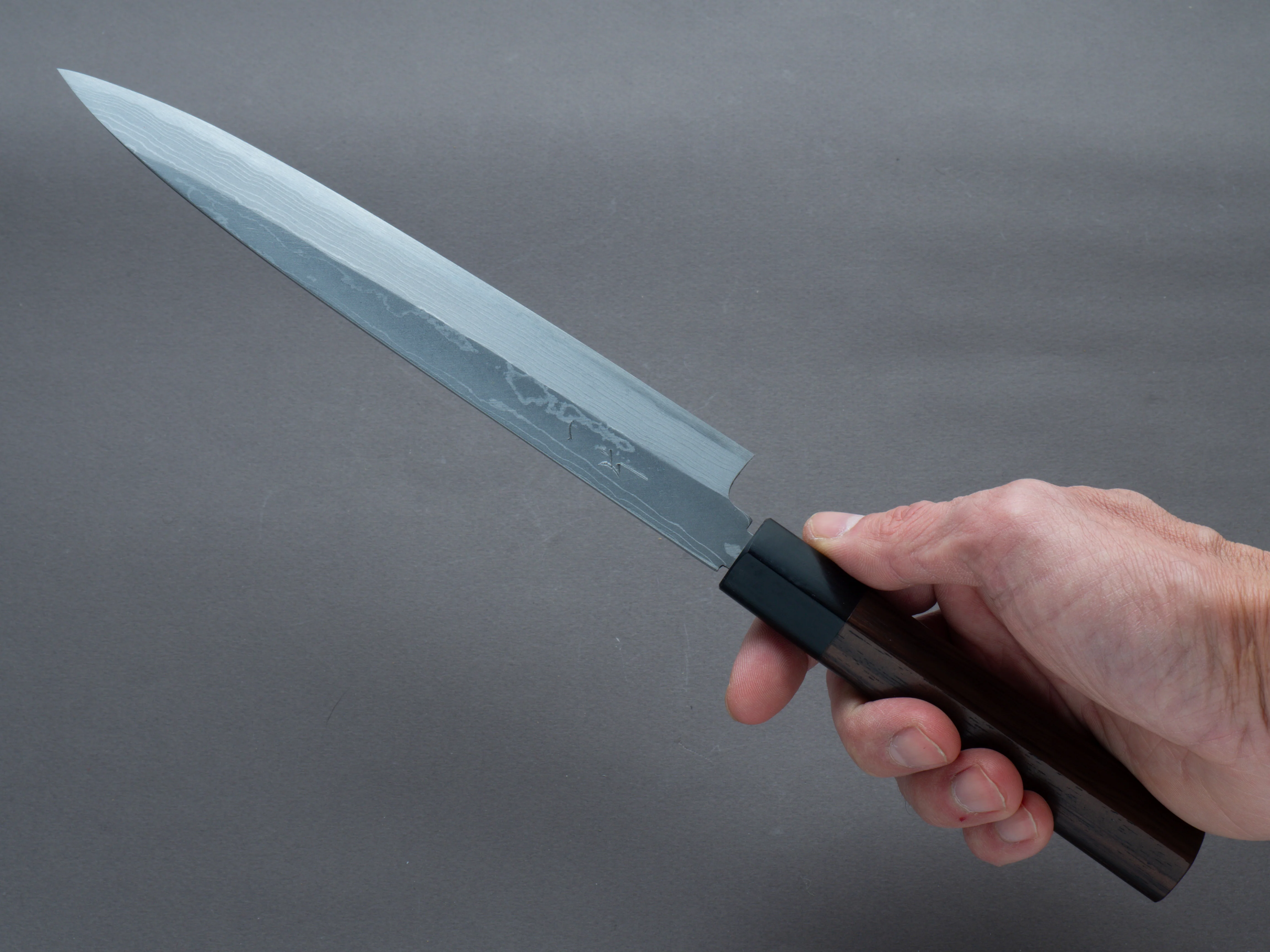 Hitohira - Echizen - Blue #2 - Damascus - 210mm Yanagiba - Rosewood Handle - Image 7