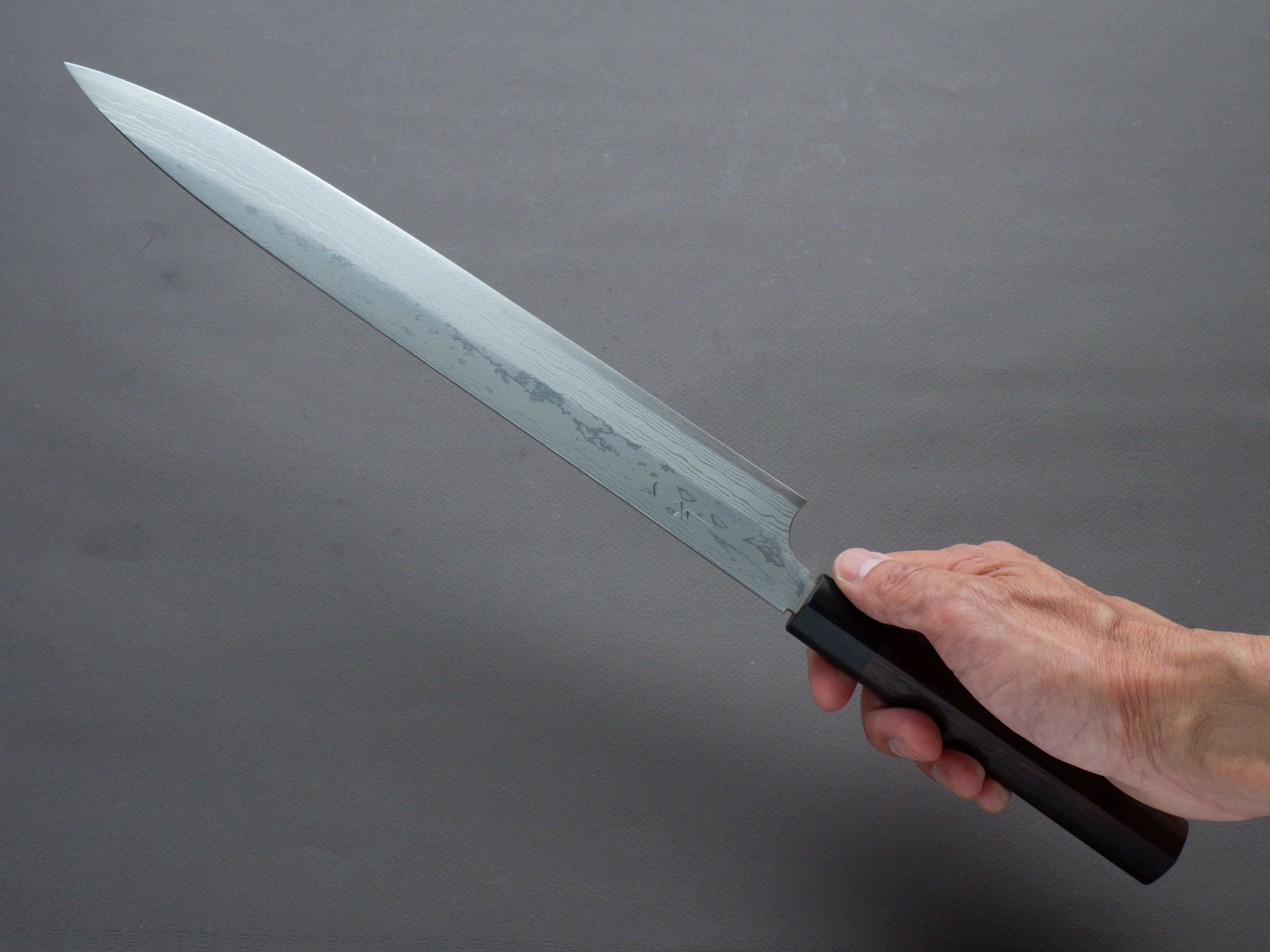 Hitohira - Echizen - Blue #2 - Damascus - 300mm Yanagiba - Rosewood Handle - Image 7