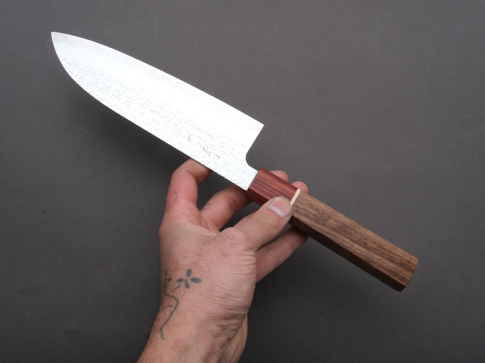 Hitohira - Echizen - SG2 - Tsuchime - Santoku - 170mm - Walnut Handle - Image 3