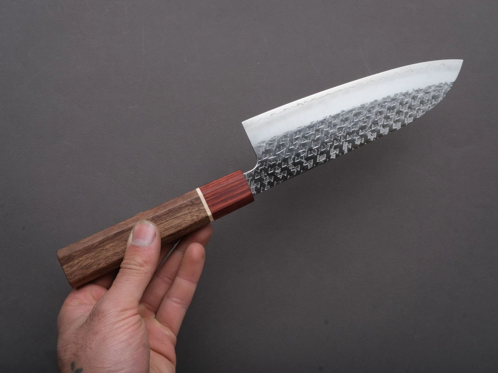 Hitohira - Echizen - SG2 - Tsuchime - Santoku - 170mm - Walnut Handle - Image 4