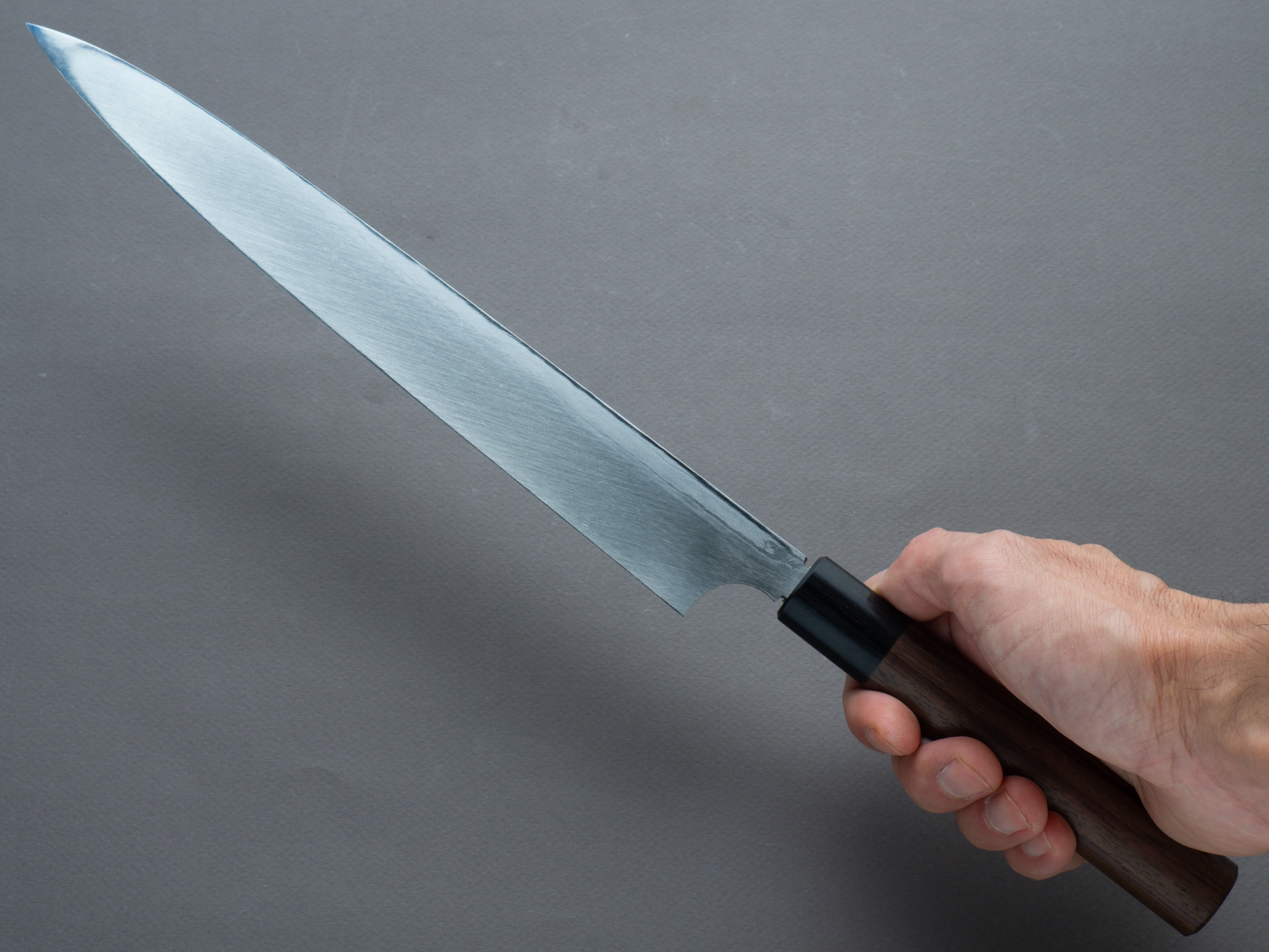 Hitohira - Echizen - White #2 - Damascus - Yanagiba - 270mm - Rosewood Handle (D-Shape) - Image 6