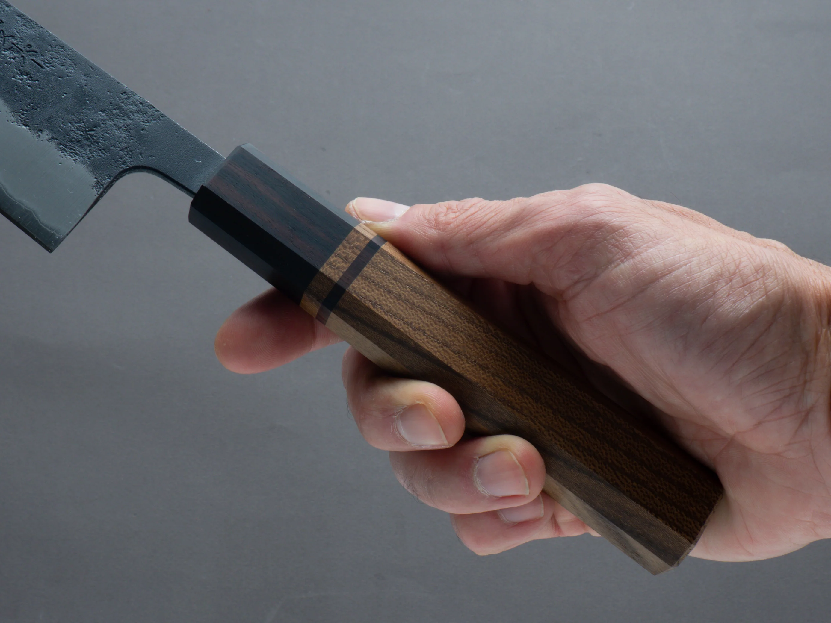 Hitohira - Futana - Blue Super - Kurouchi - Gyuto - 210mm - Jindai Elm Handle - Image 5