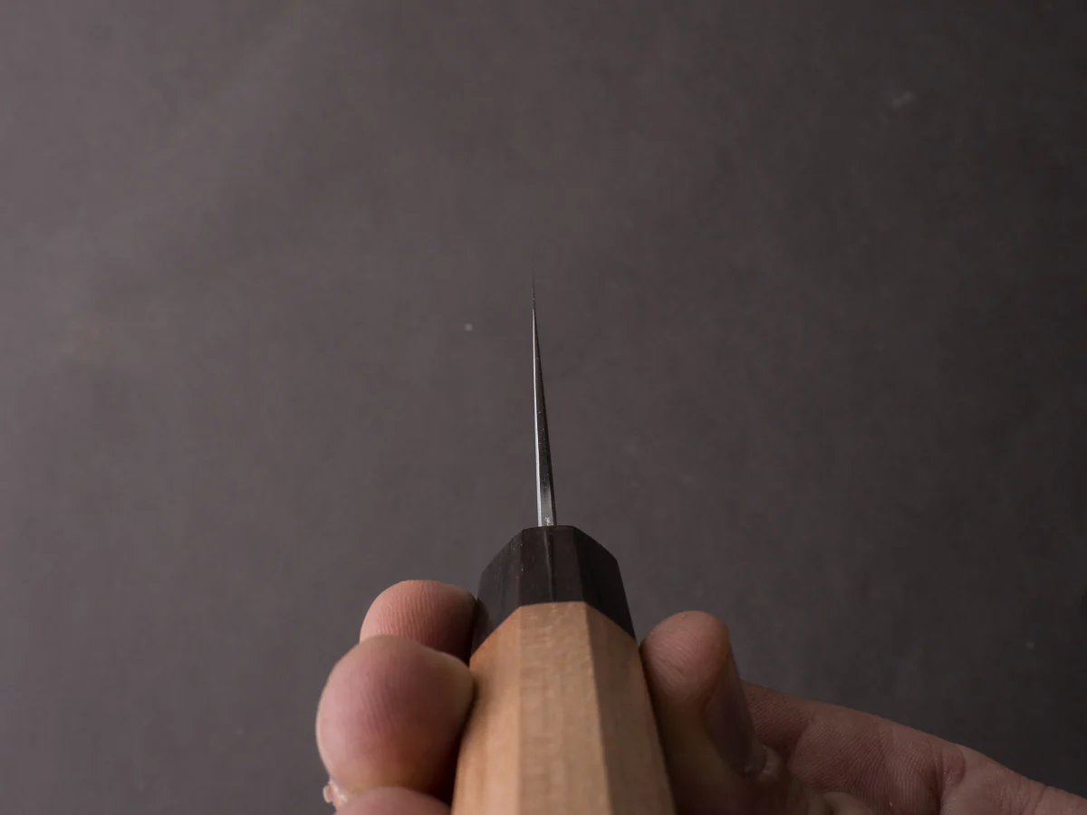 Hitohira - Futana - Ginsan - Migaki - Kiritsuke Gyuto - 210mm - Cherry Handle - Image 9