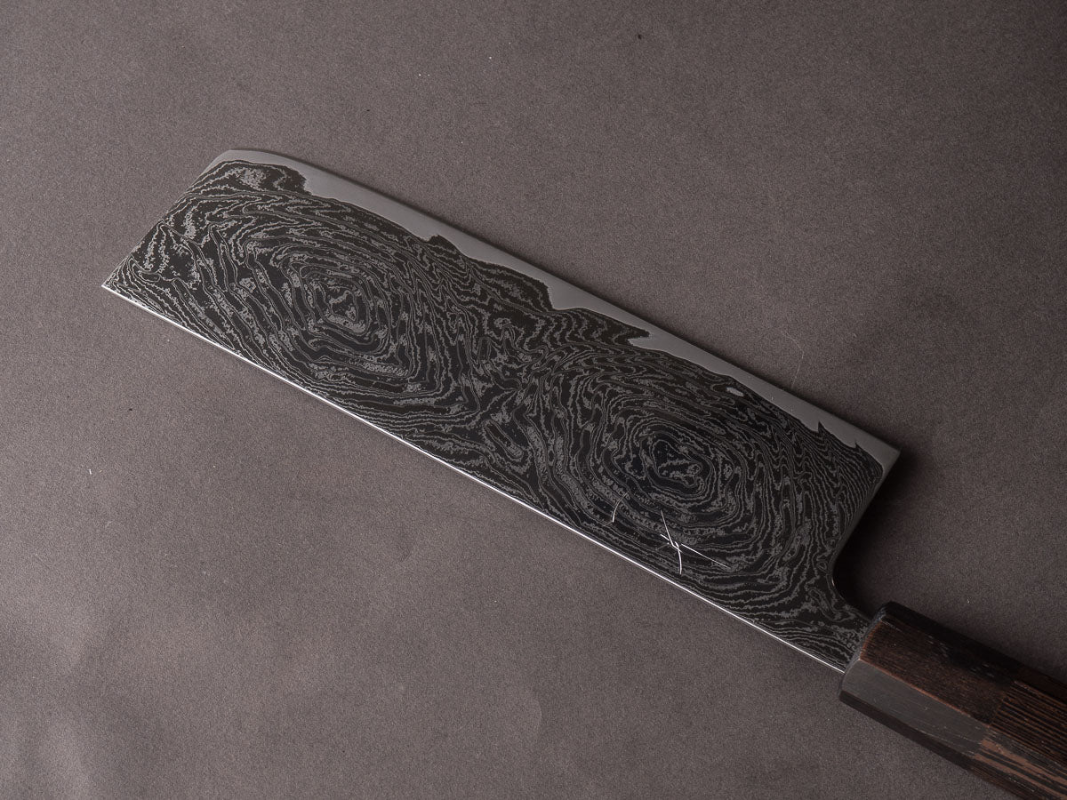 Hitohira - Futana - Nickel Damascus - 165mm Nakiri - Tagayasan Handle - Image 4