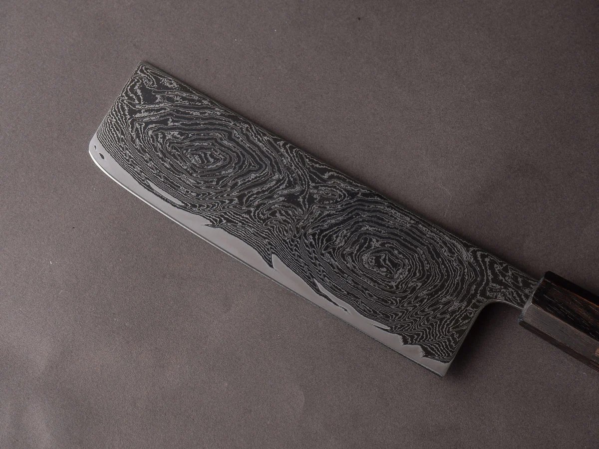 Hitohira - Futana - Nickel Damascus - 165mm Nakiri - Tagayasan Handle - Image 5