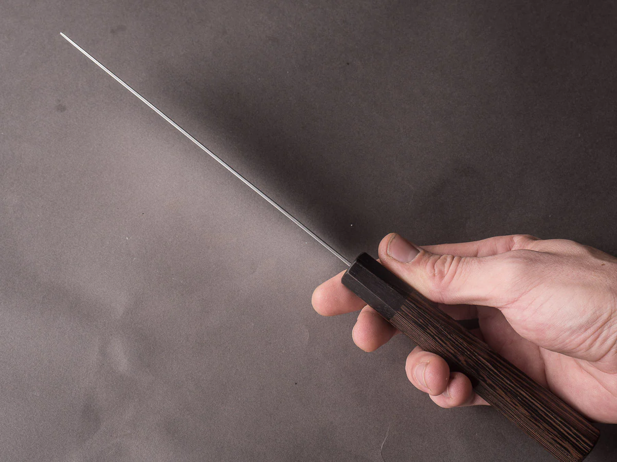Hitohira - Futana - Nickel Damascus - 165mm Nakiri - Tagayasan Handle - Image 9