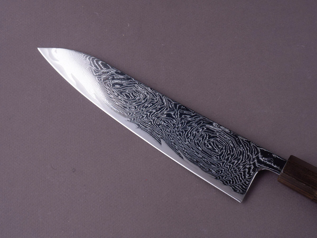 Hitohira - Futana - Nickel Damascus - 210mm Gyuto - Tagayasan Handle - Image 6