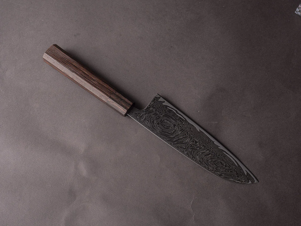 Hitohira - Futana - Nickel Damascus - 170mm Santoku - Tagayasan Handle - Image 2