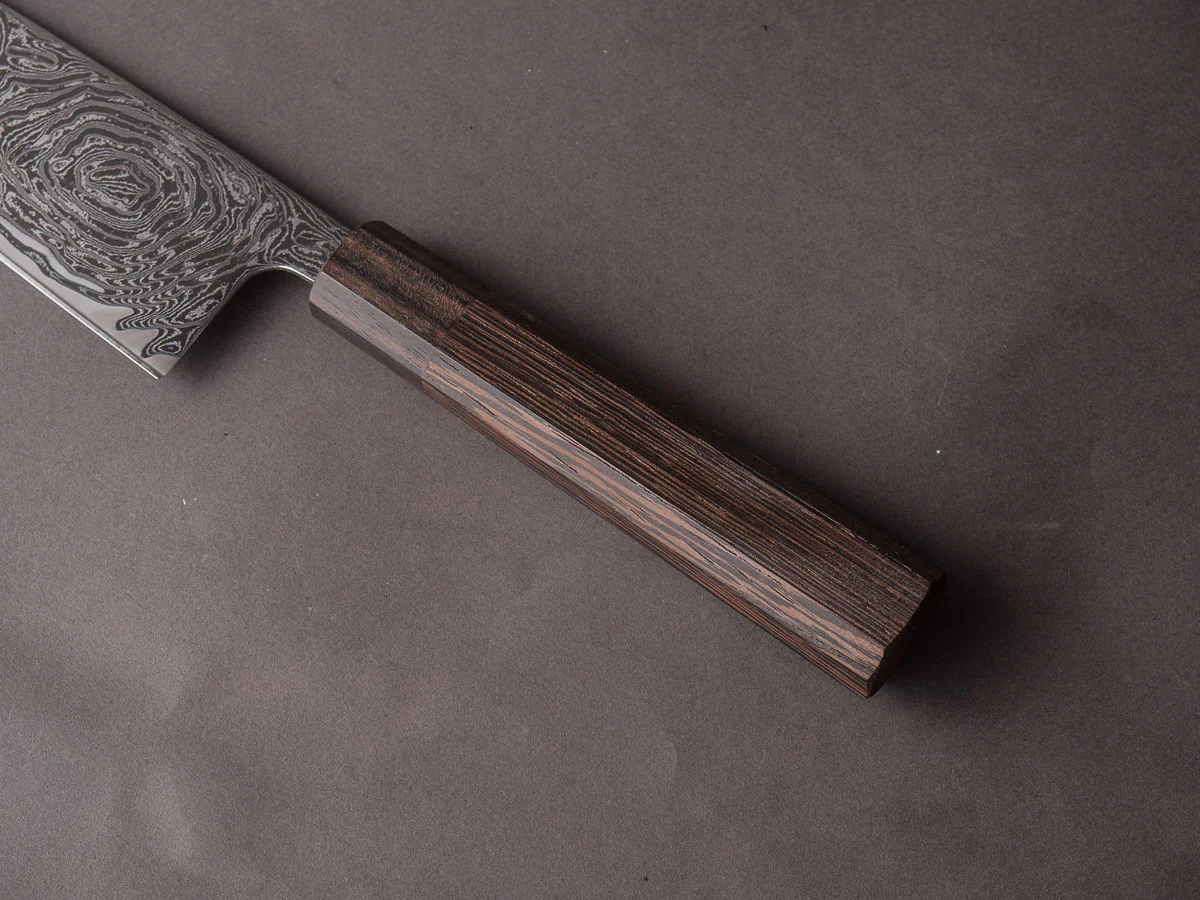 Hitohira - Futana - Nickel Damascus - 170mm Santoku - Tagayasan Handle - Image 6