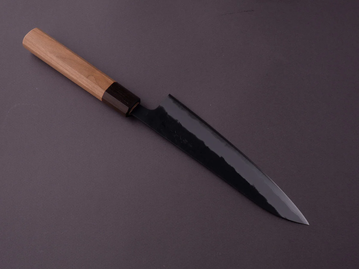 Hitohira - Futana - Super Blue - Kurouchi Nashiji - 180mm Gyuto - Cherry Handle - Image 2