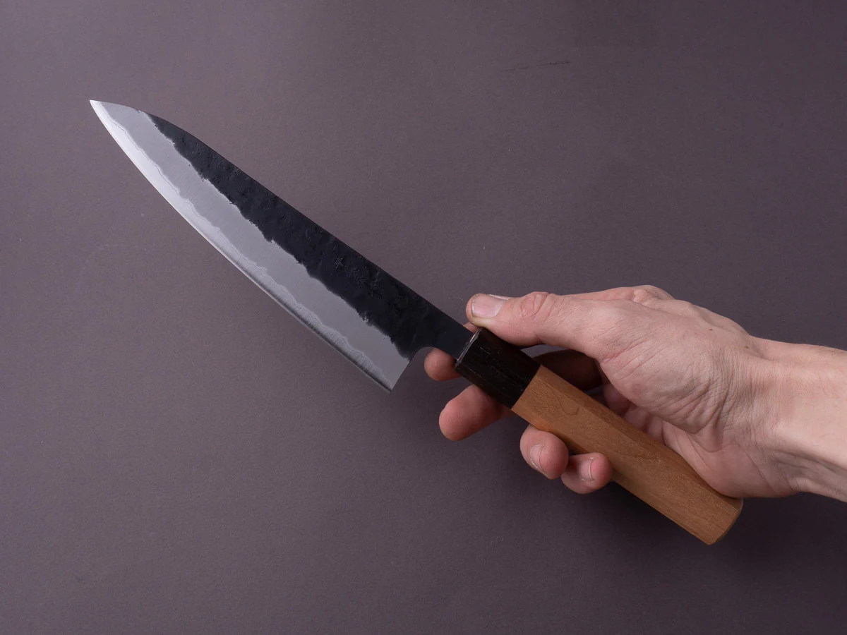 Hitohira - Futana - Super Blue - Kurouchi Nashiji - 180mm Gyuto - Cherry Handle - Image 7