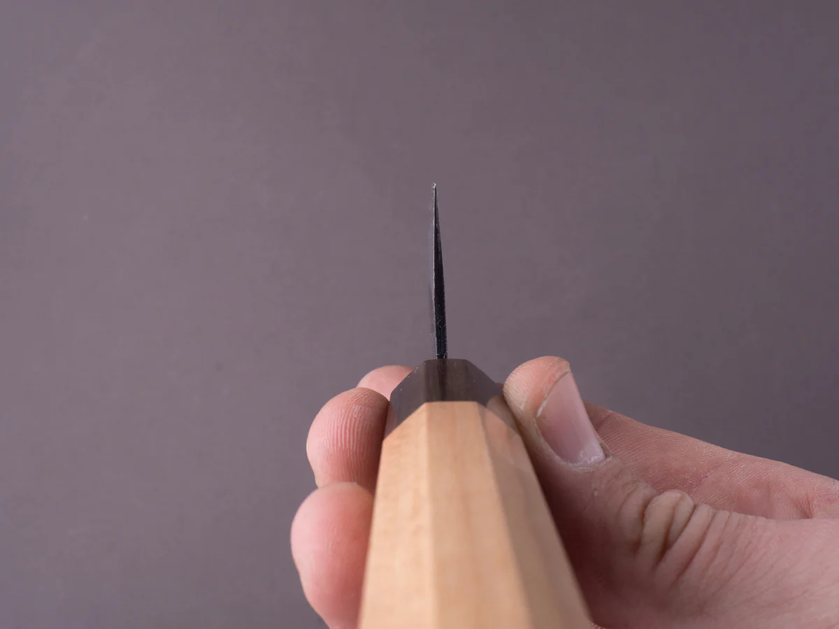 Hitohira - Futana - Blue Super - Kurouchi Nashiji - 210mm - Gyuto - Cherry Handle - Image 3