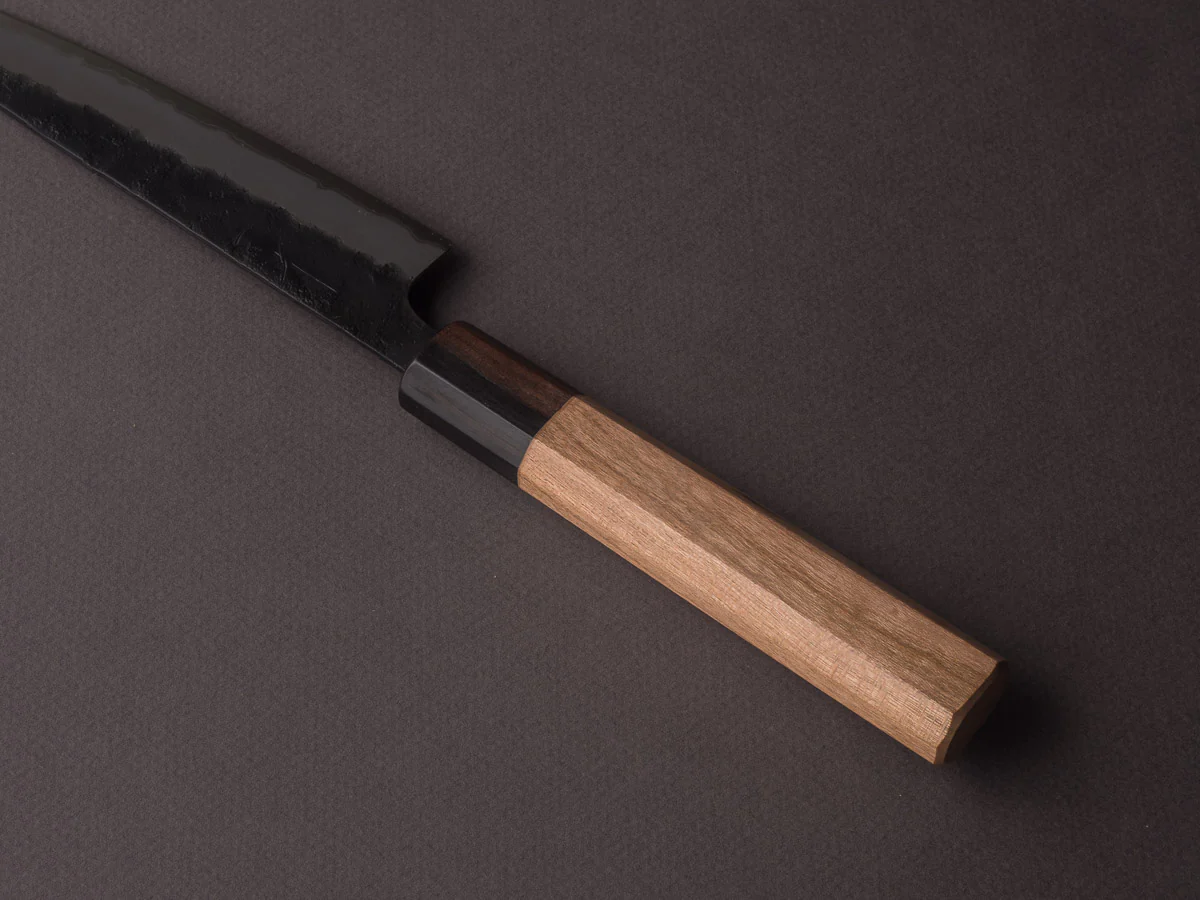 Hitohira - Futana - Super Blue - Kurouchi Tsuchime - 150mm Petty - Cherry Handle - Image 4