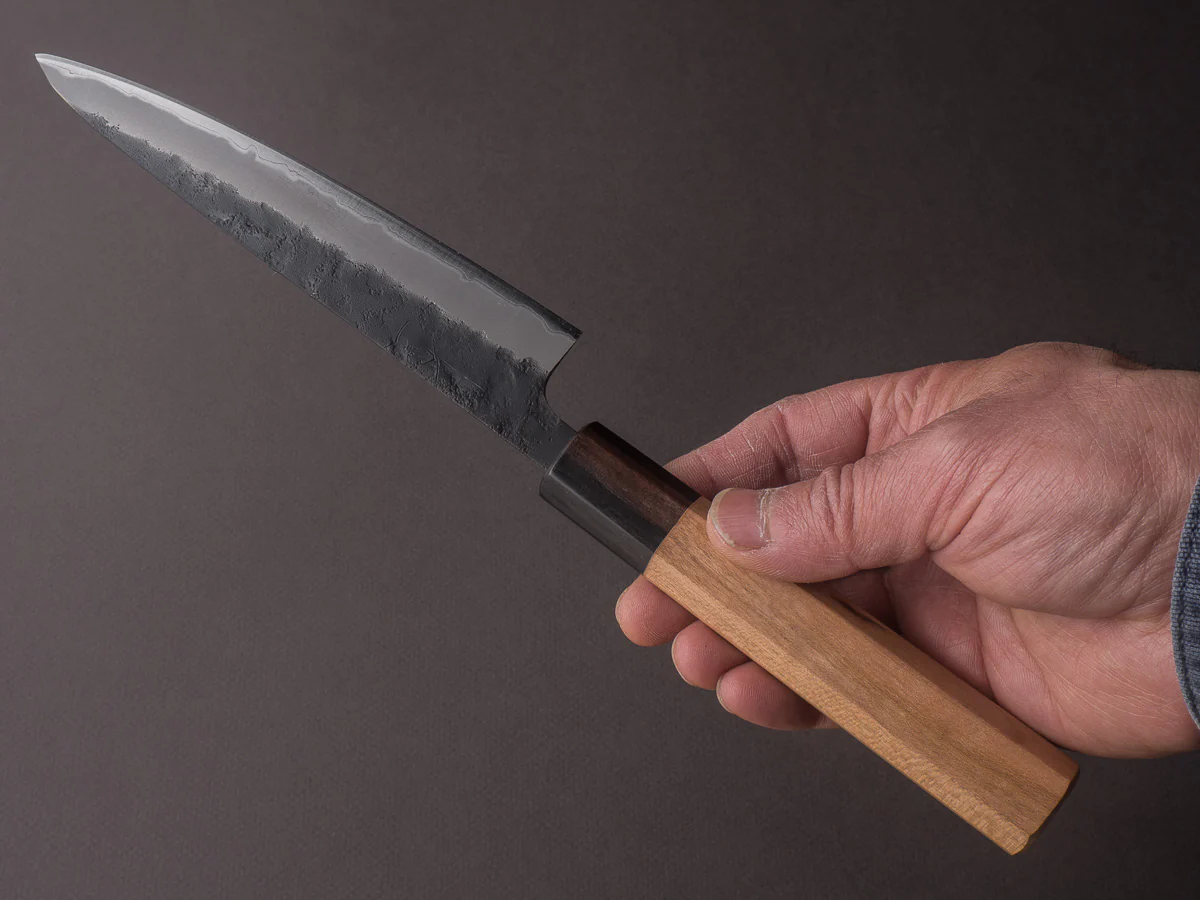 Hitohira - Futana - Super Blue - Kurouchi Tsuchime - 150mm Petty - Cherry Handle - Image 5