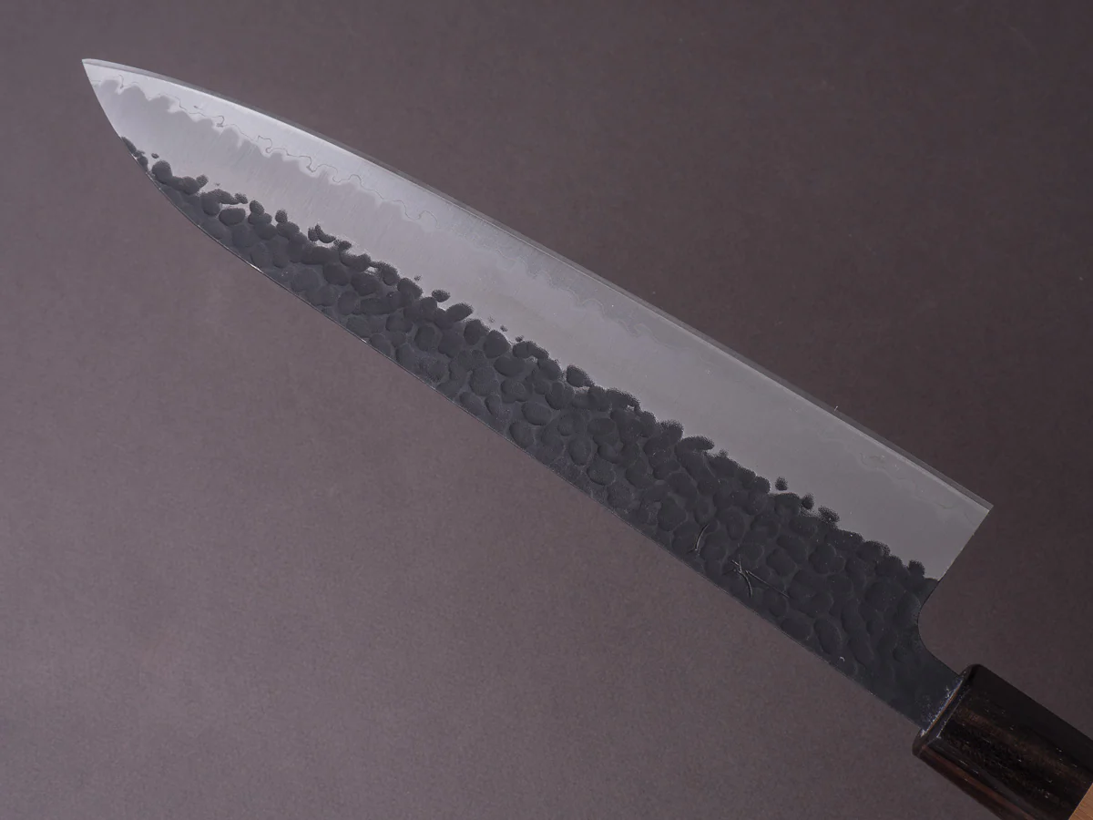 Hitohira - Futana - Super Blue - Kurouchi Tsuchime - 240mm Gyuto - Cherry Handle - Image 3