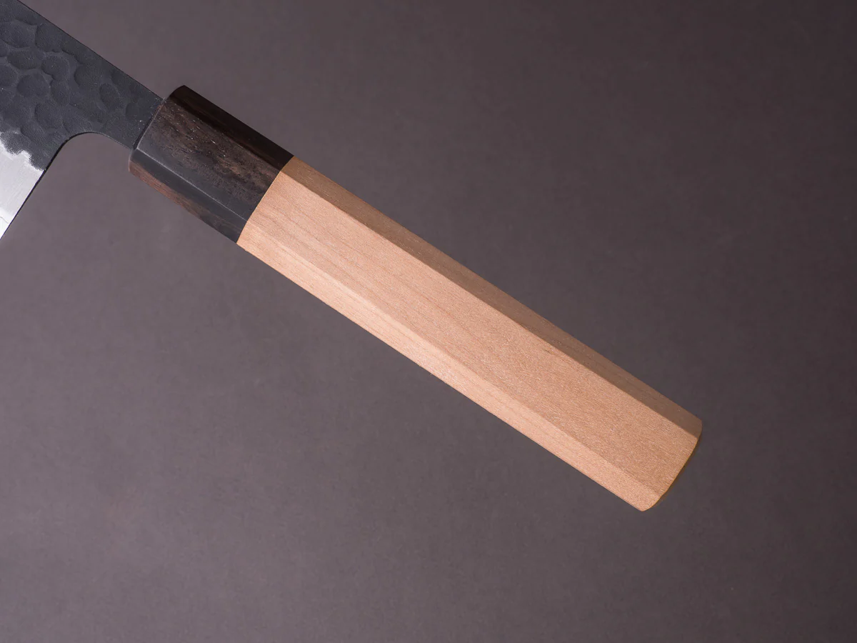 Hitohira - Futana - Super Blue - Kurouchi Tsuchime - 240mm Gyuto - Cherry Handle - Image 5