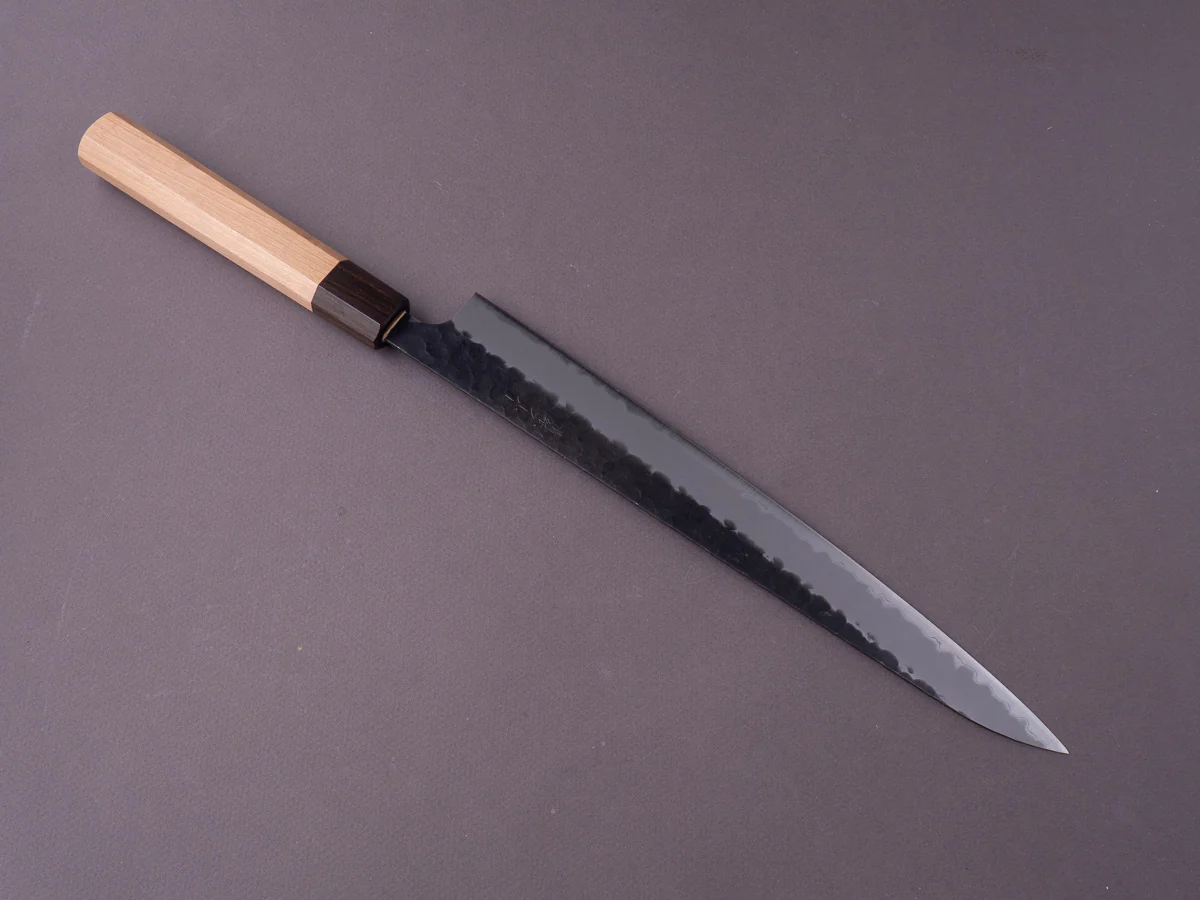 Hitohira - Futana - Super Blue - Kurouchi Tsuchime - 270mm Sujihiki - Cherry Handle - Image 2