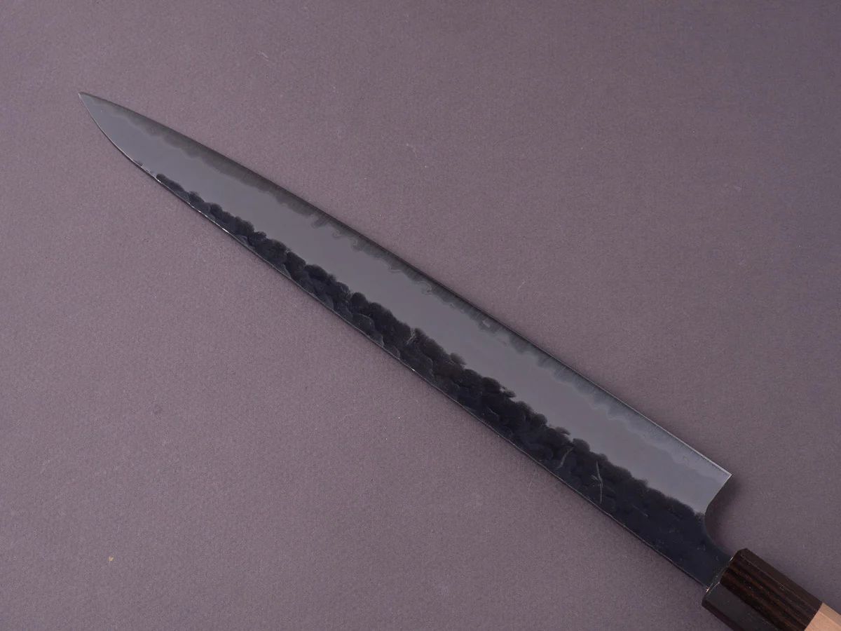 Hitohira - Futana - Super Blue - Kurouchi Tsuchime - 270mm Sujihiki - Cherry Handle - Image 3