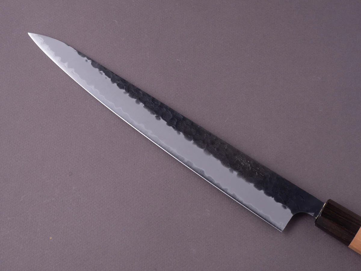 Hitohira - Futana - Super Blue - Kurouchi Tsuchime - 270mm Sujihiki - Cherry Handle - Image 4