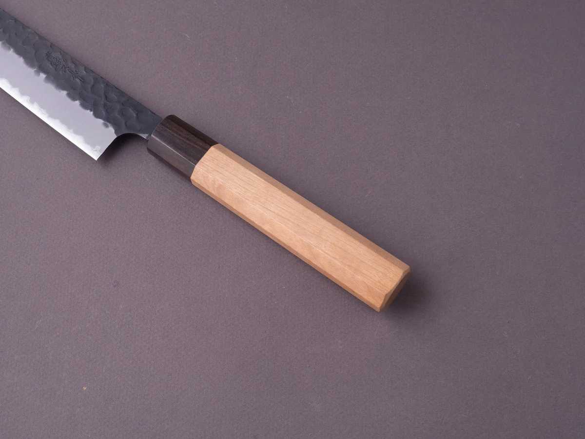 Hitohira - Futana - Super Blue - Kurouchi Tsuchime - 270mm Sujihiki - Cherry Handle - Image 5