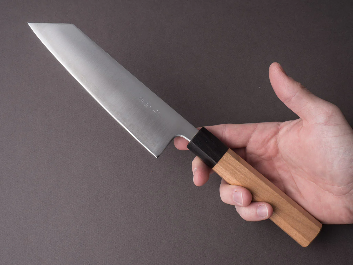 Hitohira - Futana - Super Blue - Migaki - 170mm Bunka - Cherry Handle - Image 5