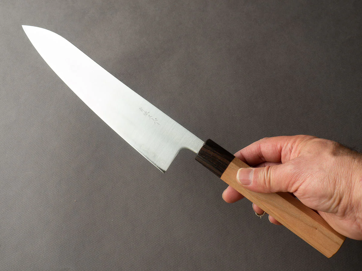 Hitohira - Futana - Super Blue - Migaki - 210mm Gyuto - Cherry Handle - Image 5