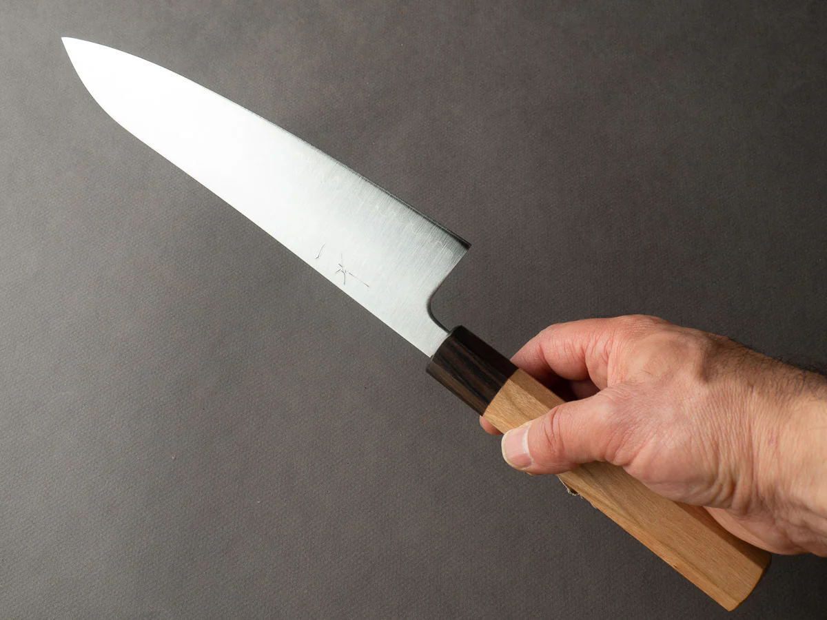 Hitohira - Futana - Super Blue - Migaki - 210mm Gyuto - Cherry Handle - Image 6