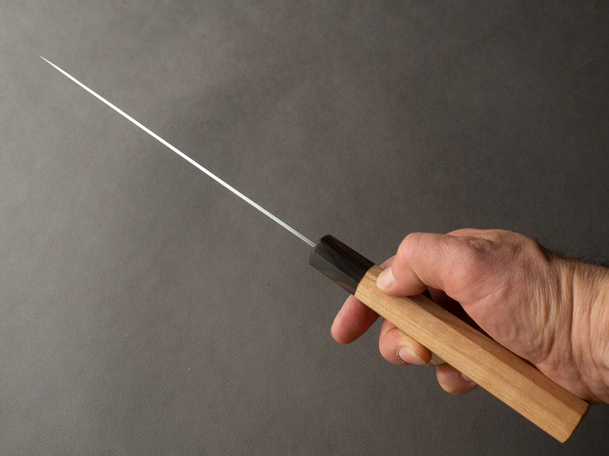Hitohira - Futana - Super Blue - Migaki - 210mm Gyuto - Cherry Handle - Image 7