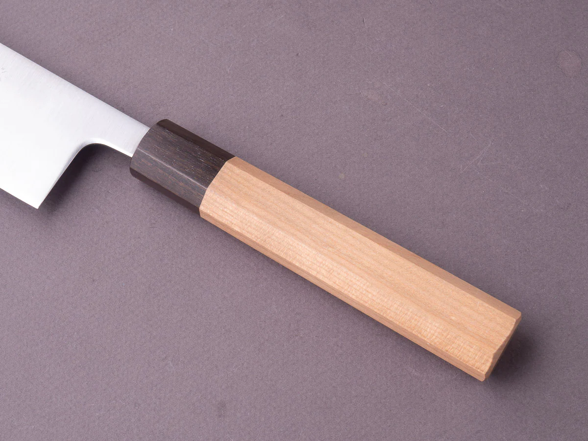 Hitohira - Futana - Stainelss Clad Blue Super - Migaki - 240mm Kiritsuke Gyuto - Cherry Handle - Image 8
