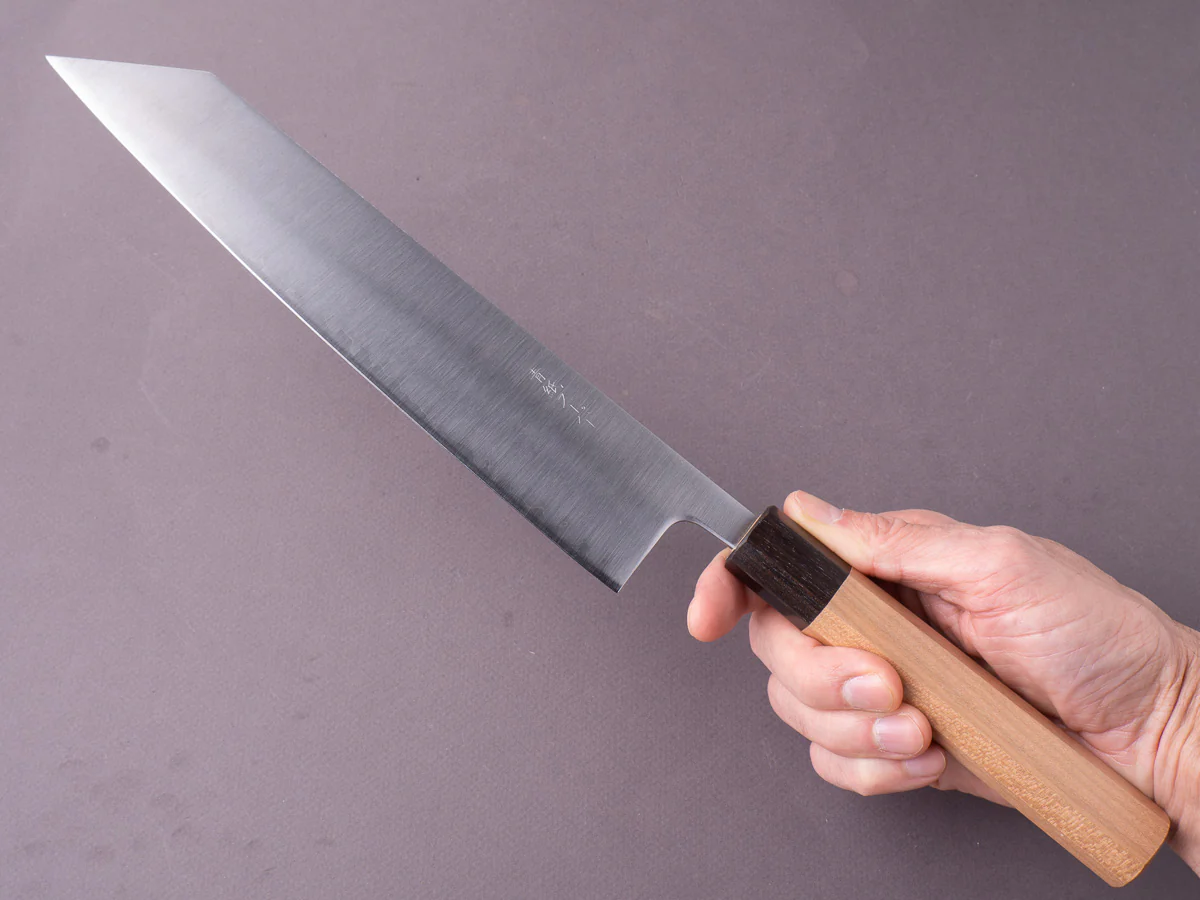 Hitohira - Futana - Stainelss Clad Blue Super - Migaki - 240mm Kiritsuke Gyuto - Cherry Handle - Image 9