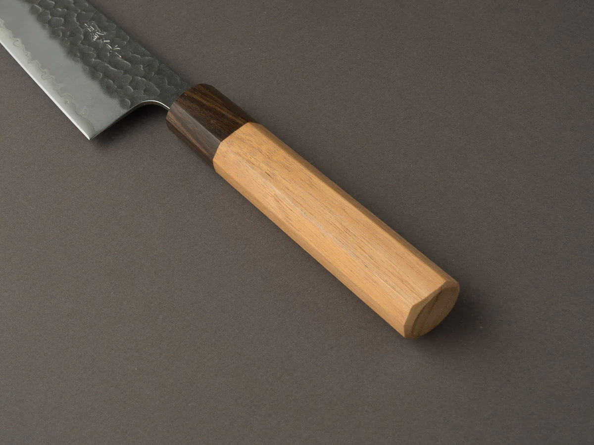Hitohira - Futana - Super Blue - Migaki Tsuchime - 180mm Gyuto - Cherry Handle - Image 4